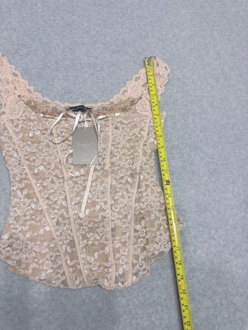 Anthropologie Ann Ferriday Lace Corset Tank Top Beige Medium - Picture 6 of 9